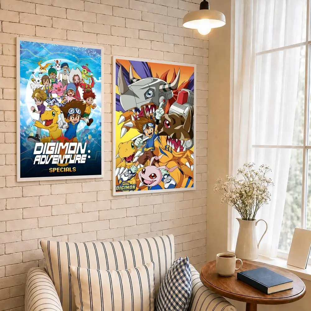 Anime D-Digimon Poster PP Self-Adhesive Waterproof Wall Decor for Bedroom,Living Room,Dorm,Bar Aesthetic Decor Gift