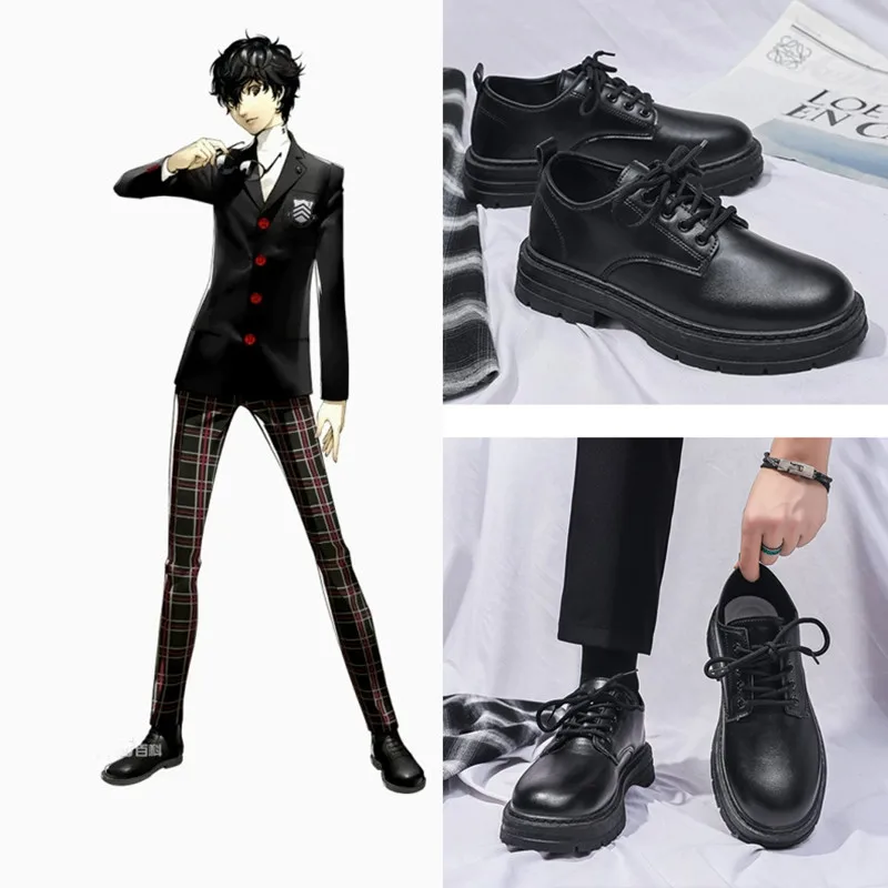 sapatos-de-cosplay-masculinos-de-anime-amamiya-ren-sapatos-de-couro-para-cosplay-de-goro-akechi-uniformes-e-fantasias
