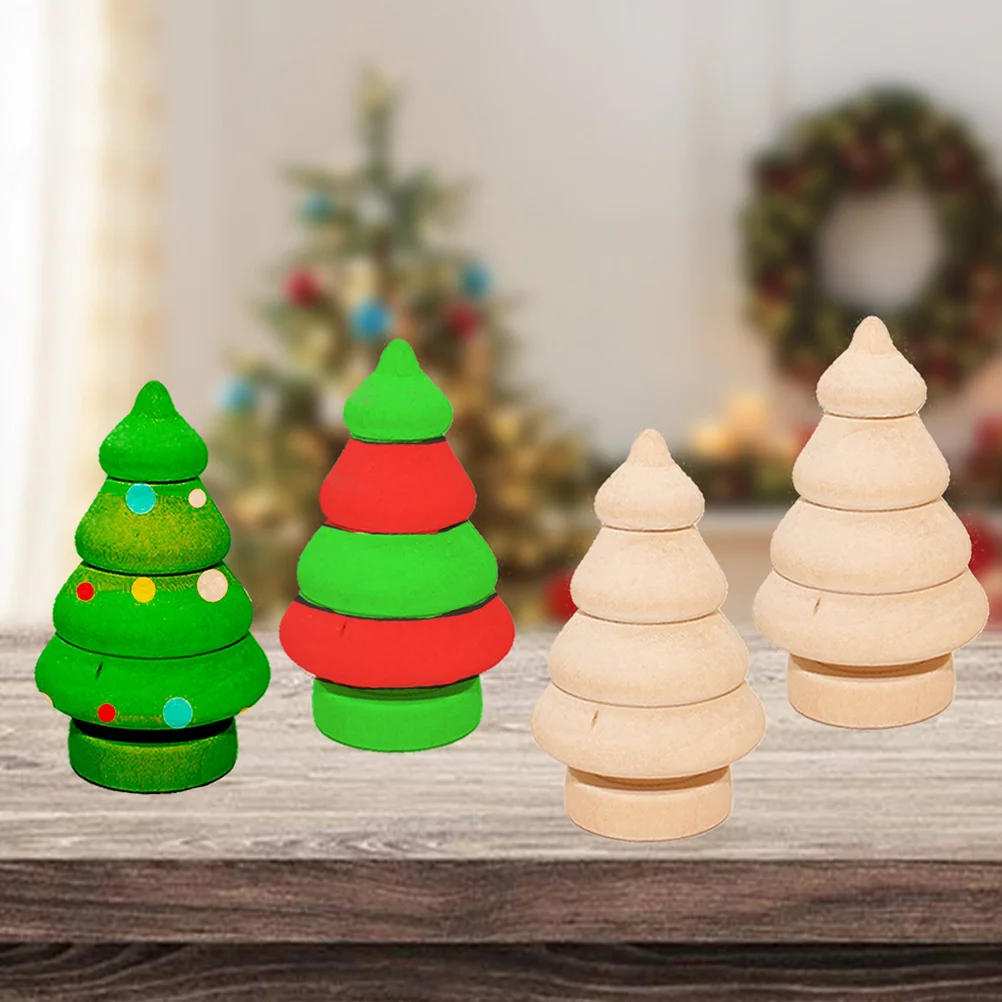 

20pcs Painting Wooden Christmas Tree Decor Natural Wood Diy Craft For Home Store Party Kids Gift Xmas Ornament Handicraft
