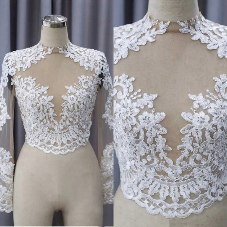

Bridal Wraps Wedding Jackets Appliques Long Sleeves Bolero Jacket Shawl Coats Tulle Bridal Accessories Wedding & Events