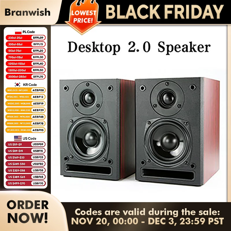 4 Inch High Power Home Bookshelf Speaker 2.0 Passive Desktop Monitor Wall-mounted Surround Sound Hi-fi Fever Hifi Speaker A Pair