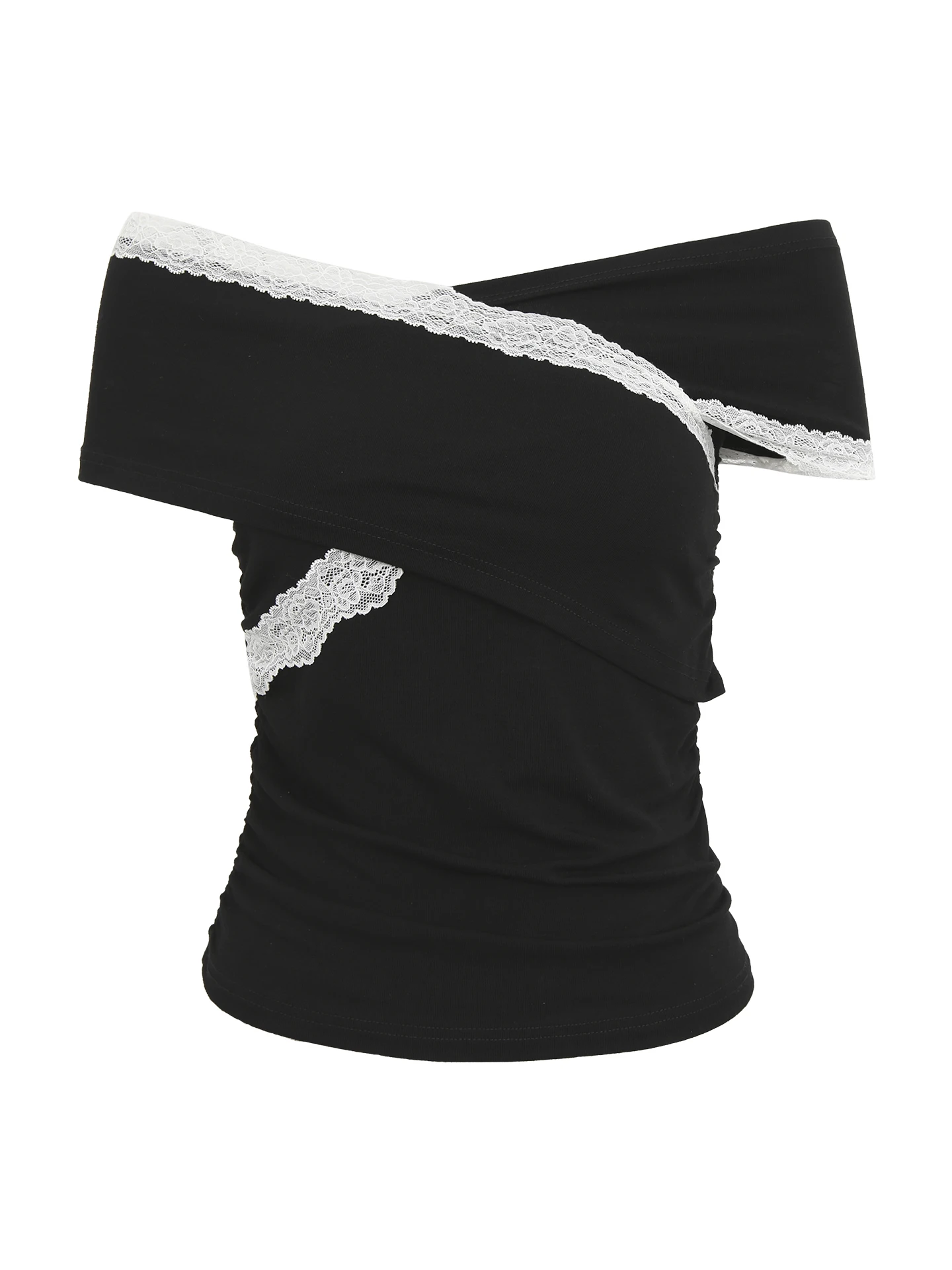 

ort Sve T-irt Women's Bla-oulder Design Summer Faion Casual Straight Cut Youthful Polyester Blend Top