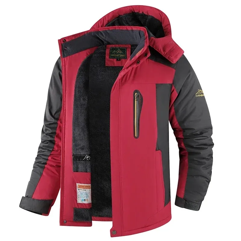Chaqueta impermeable de invierno para hombre, cortavientos con forro polar, abrigo para la lluvia, chaquetas cálidas con capucha Gorpcore para pescar y acampar, ropa masculina