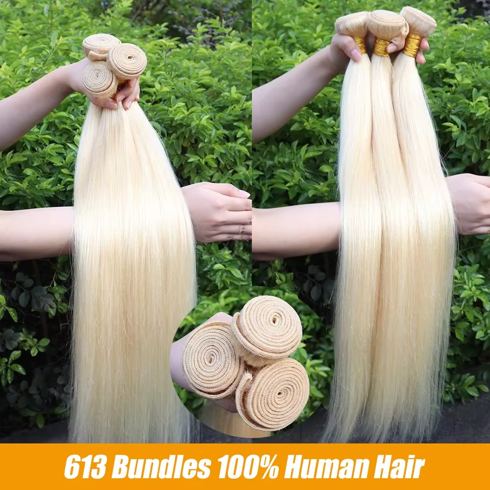613 Blonde Bundles Menschliches Haar Gerade Menschliches Haar Bundles Brasilianische Remy Menschenhaar Verlängerung Rohes Haar Weben Schuss 40 Zoll Bundles