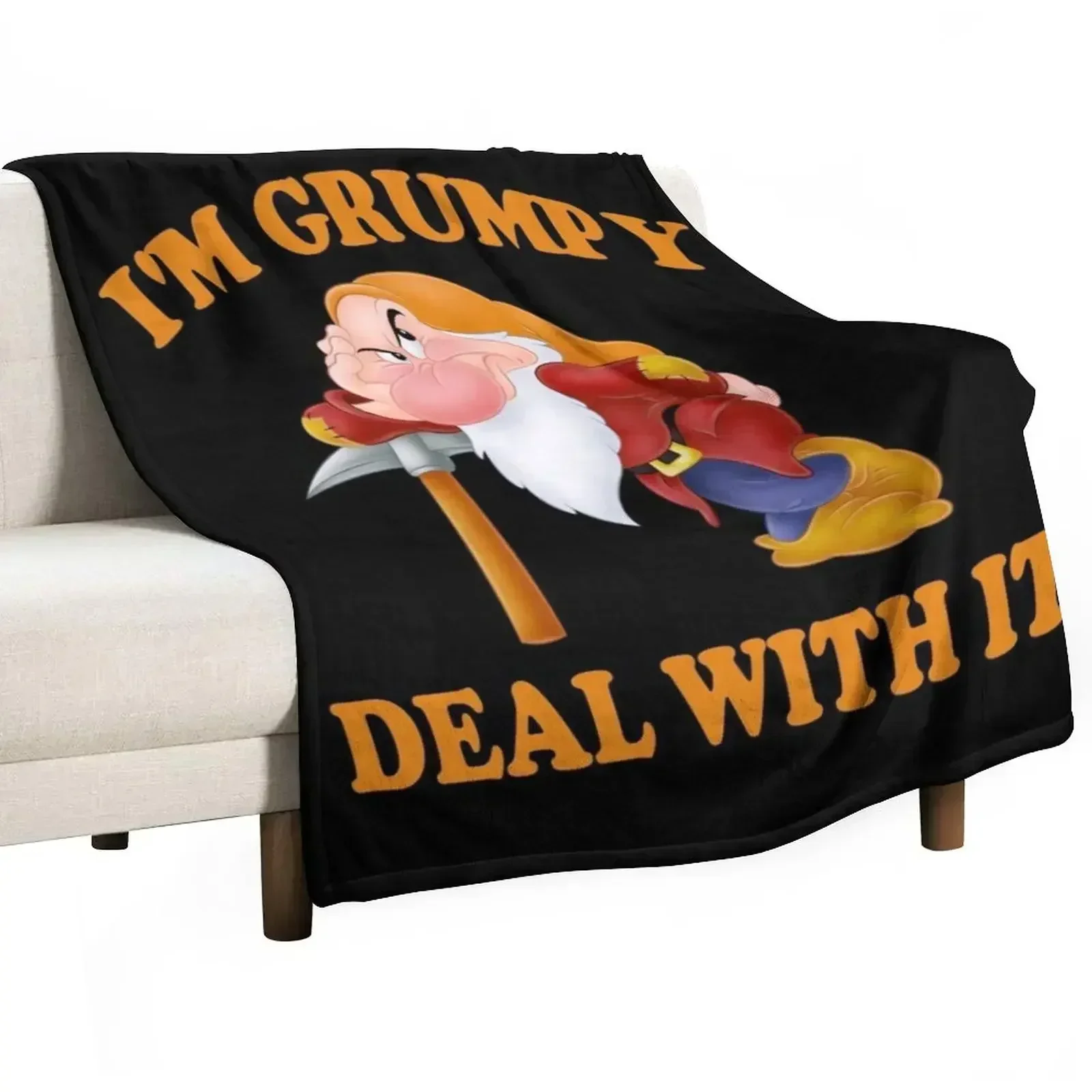 

I'M GRUMPY Deal With It Portrait Throw Blanket Luxury Designer sofa bed Blankets