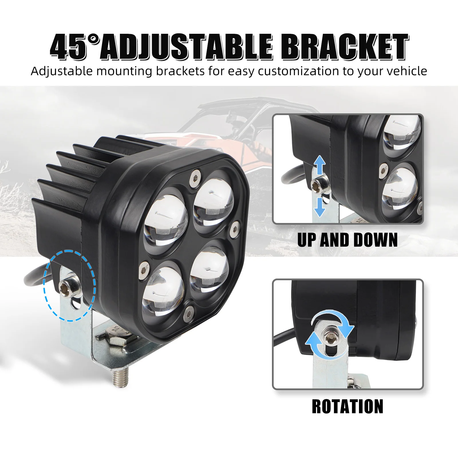 NICECNC 4PCS 100W Front Headlights For Honda TRX450R TRX450ER 2006-2009 LED IP67 Waterproof Level Super Bright ATV Accessories