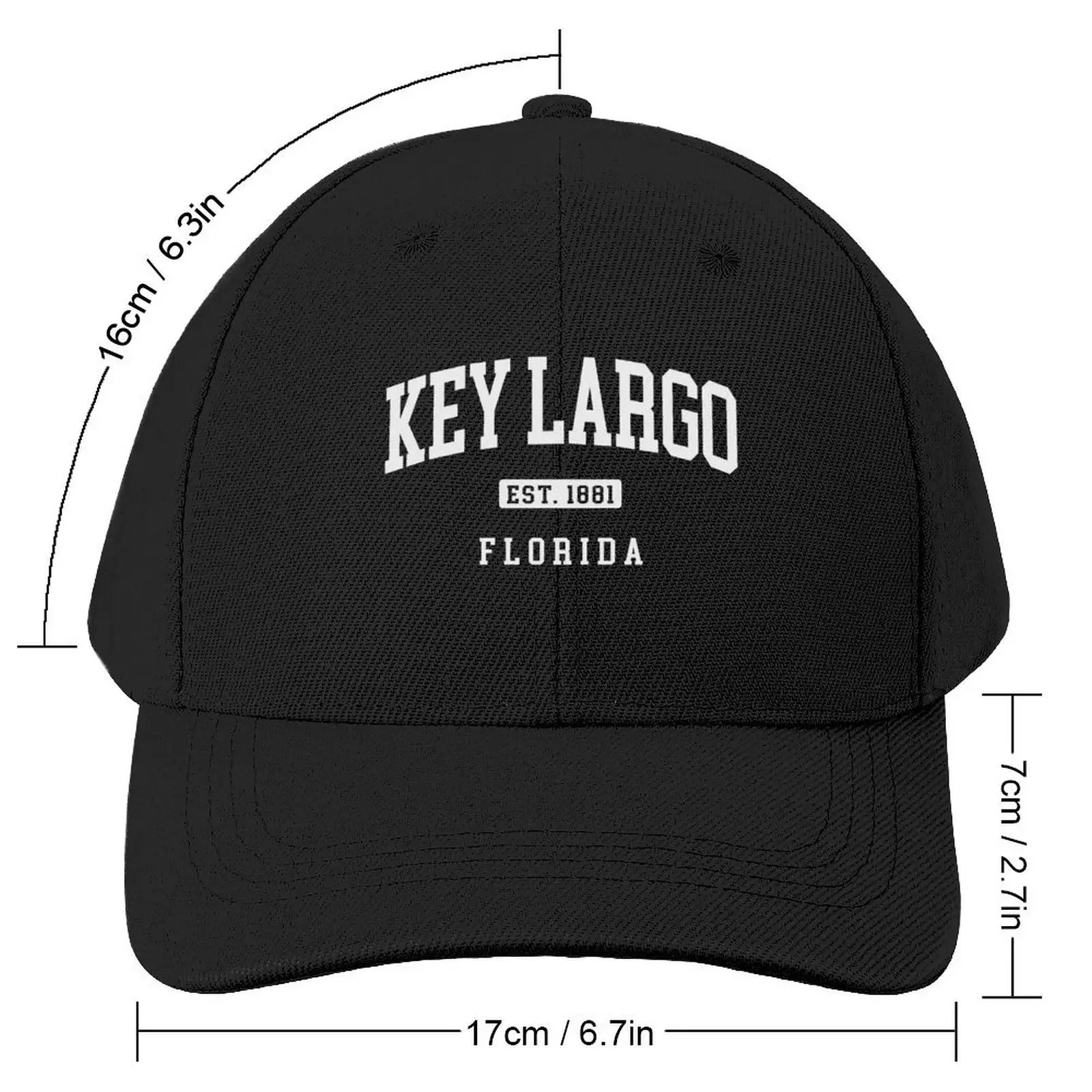 Key Largo Sports Style Established 1881 FL Baseball Cap Golf Hat Man Big Size Hat black Kids Hat Men Golf Wear Women's