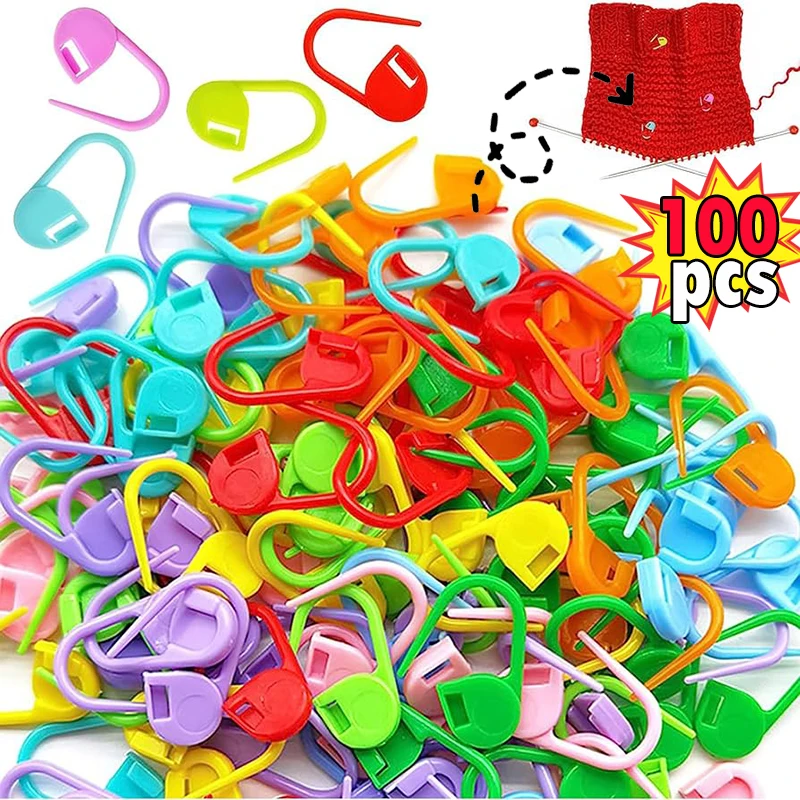 

50/100PCS Knitting Marking Buckle Pins Plastic Crafts Supplies Locking Stitch Markers Sweater Weaving Tools DIY Sewing Accessory