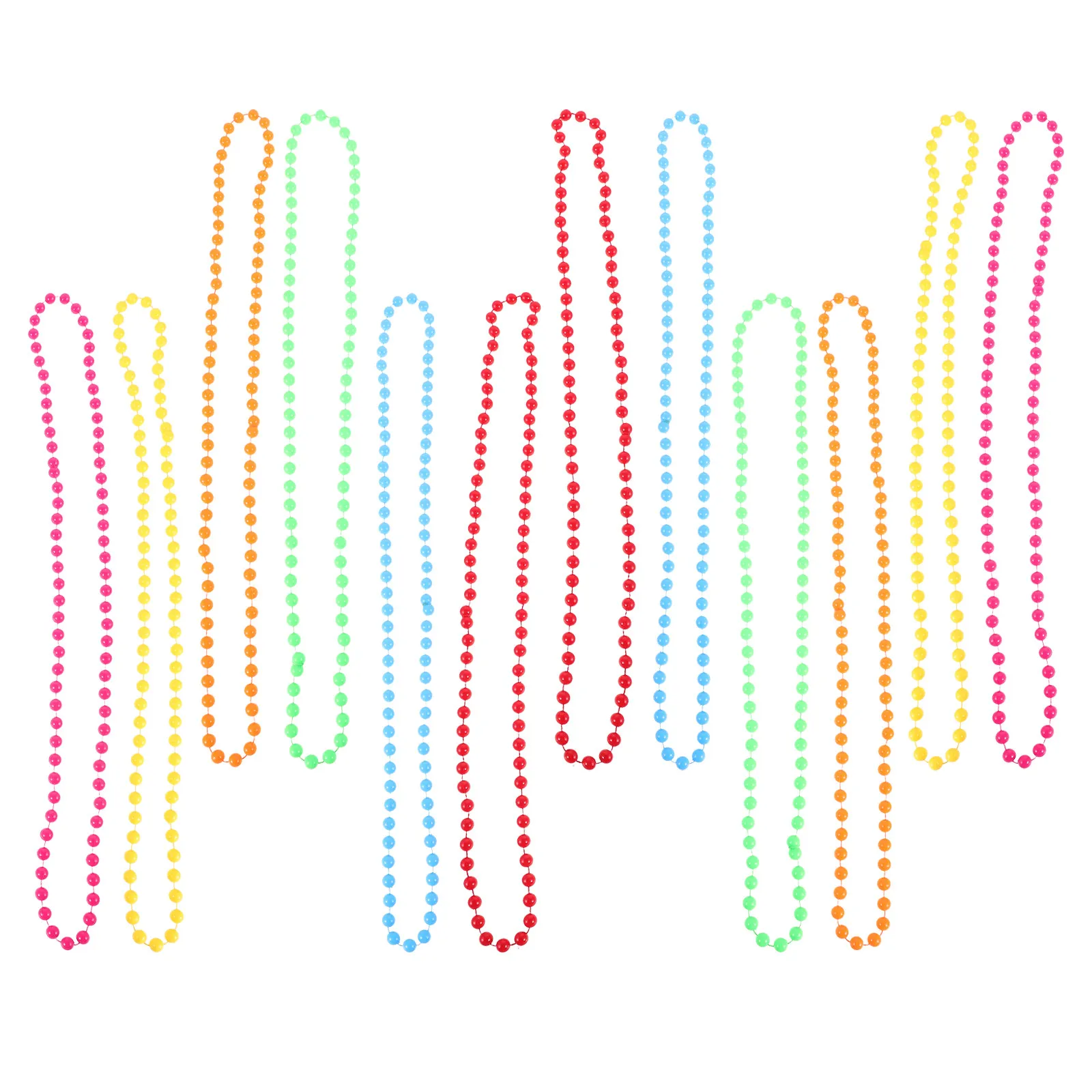 

12Pcs Colorful Plastic Beaded Necklace for Masquerade Carnival Party Stage Props Valentine's Day Easter Bachelorette Holiday
