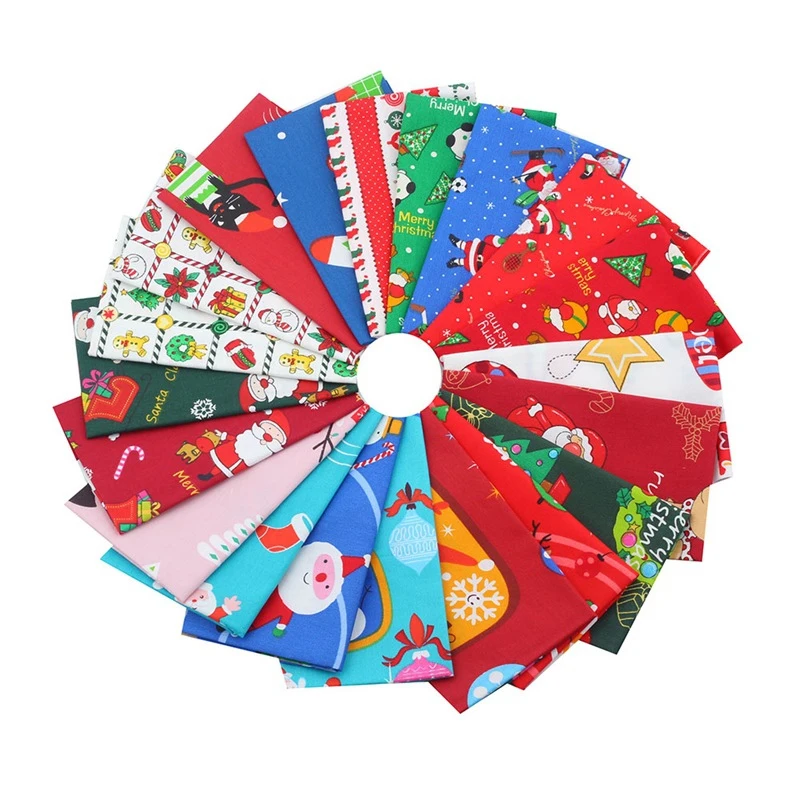 8 pcs Pure Cotton Printed Fabric Christmas Series Style DIY Patchwork Fabric Headpiece Set Christmas Cloth TJ20539