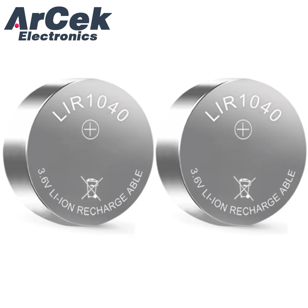 2PCS LIR1040 Rechargeable Lithium Button Battery New LIR 1040 3.6V 35mAh for TWS Bluetooth Headset Earphone Coin Cell Batteries