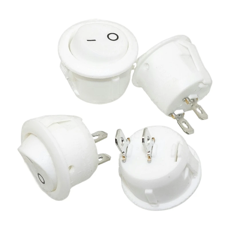 Round White Rocker Toggle Switch, 2Pins ON Off, On, Off, 20mm, KCD1, Barco, Marine, AC 250V, AC 125V, 10A, 10Pcs