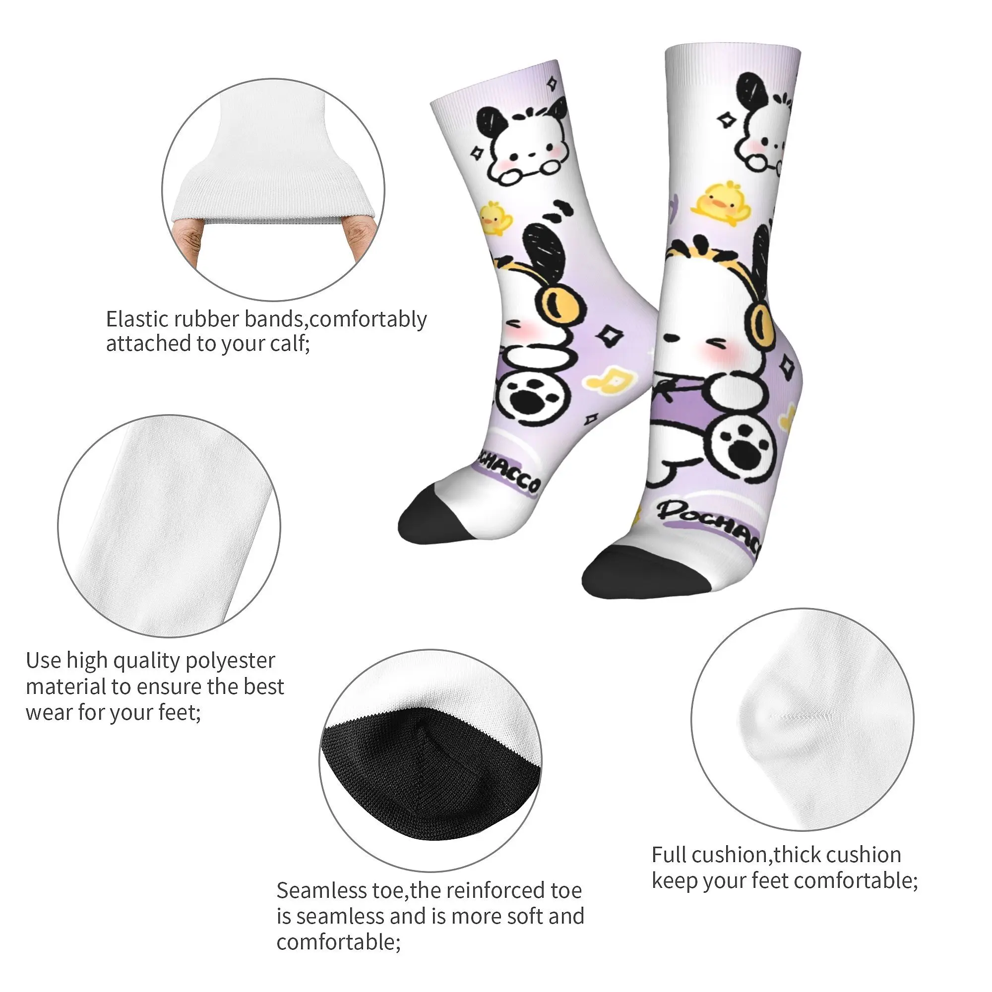 Pochacco sanrio Middle Socks for Women Men Merchandise All Season  Cotton Crew Socks Breathable