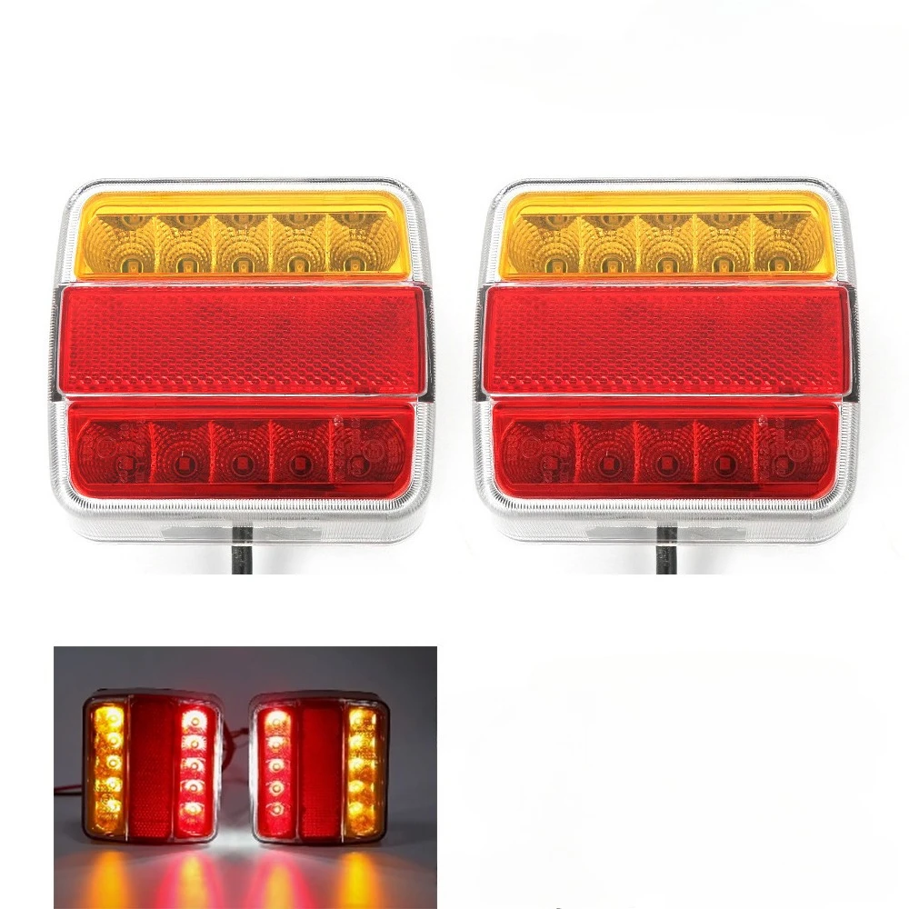 2 sztuki/zestaw 12V tylne światło holownicze 16 LED 10m kabel 7 pinów uniwersalny hamulec stop lampa tablicy rejestracyjnej wodoodporna — zdjęcie 4