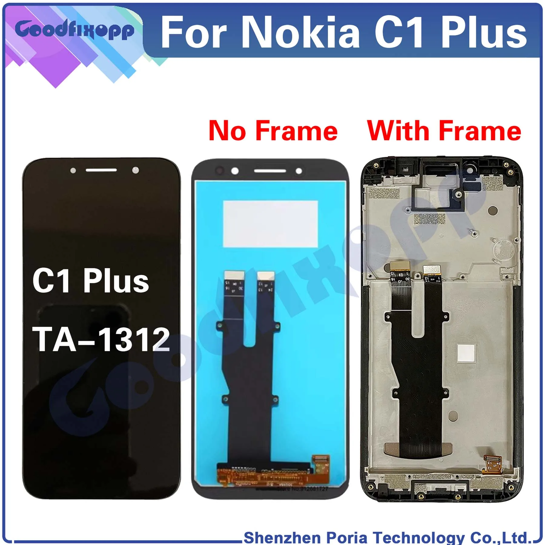 For Nokia C1 Plus C1Plus TA-1312 LCD Display Touch Screen Digitizer Assembly Repair Parts Replacement