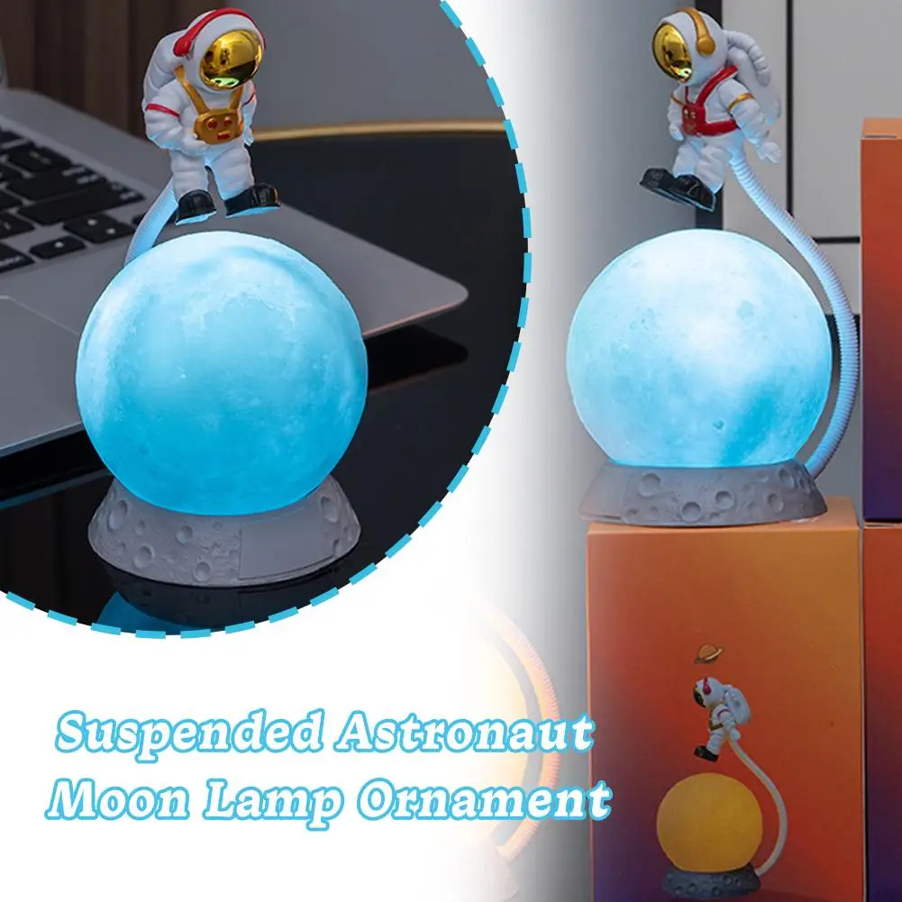 Floating Astronaut Moon Light Ornament Suspended Lunar Lamp Decoration Housewarming Gift Birthday Gift For Children Adult U0D5