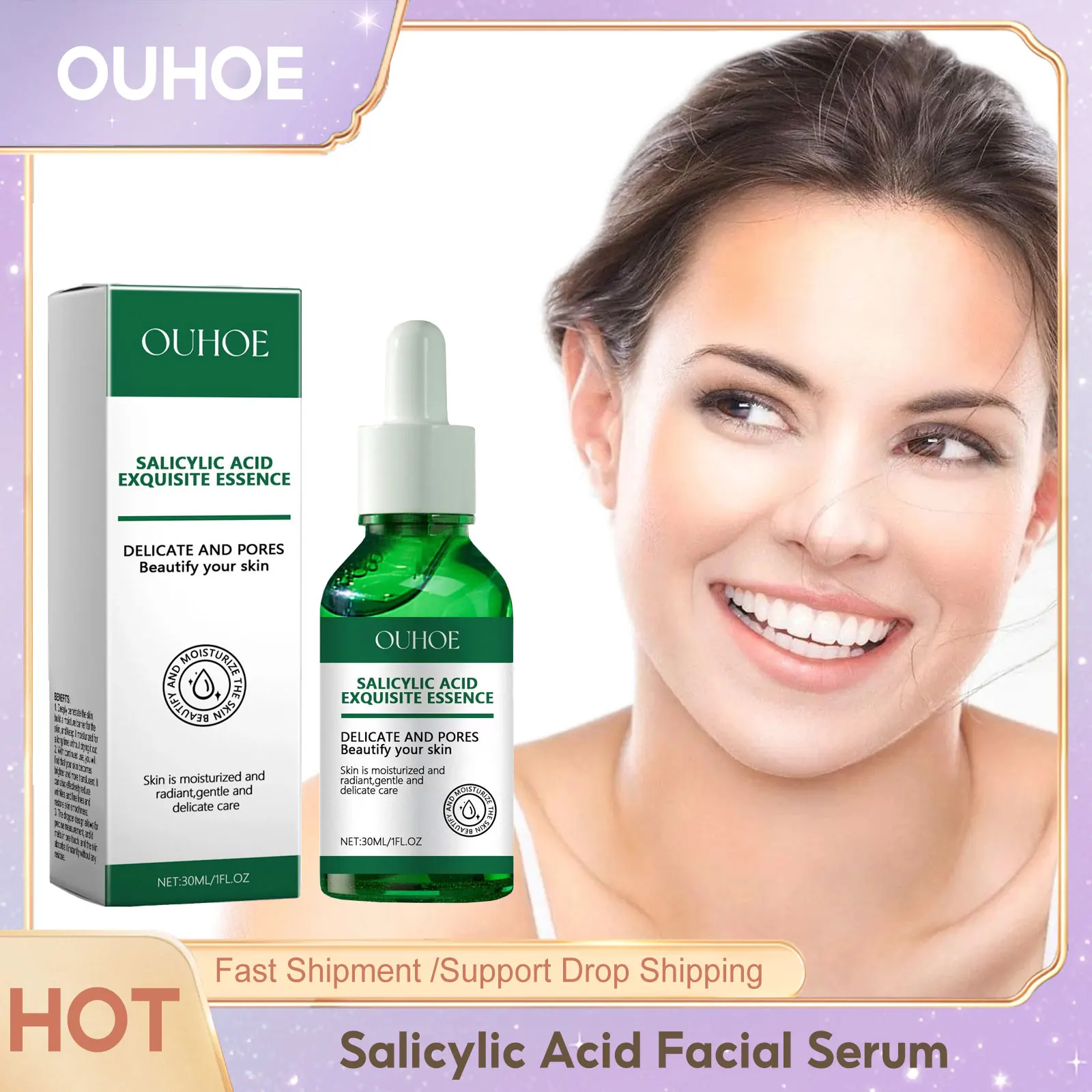 

Salicylic Acid Facial Serum Deep Nourishing Cleaning Pores Essence Hyaluronic Acid Moisturizing Facial Serum Skincare Products