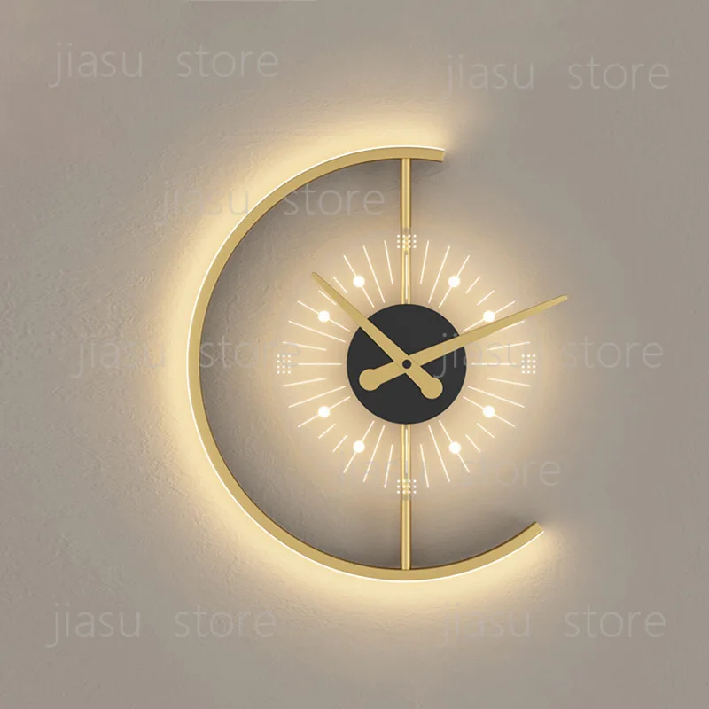 

Nordic Clock Wall Lamp Modern Simple Decorative Lighting for Living Room Bedroom Bedside Background Wall