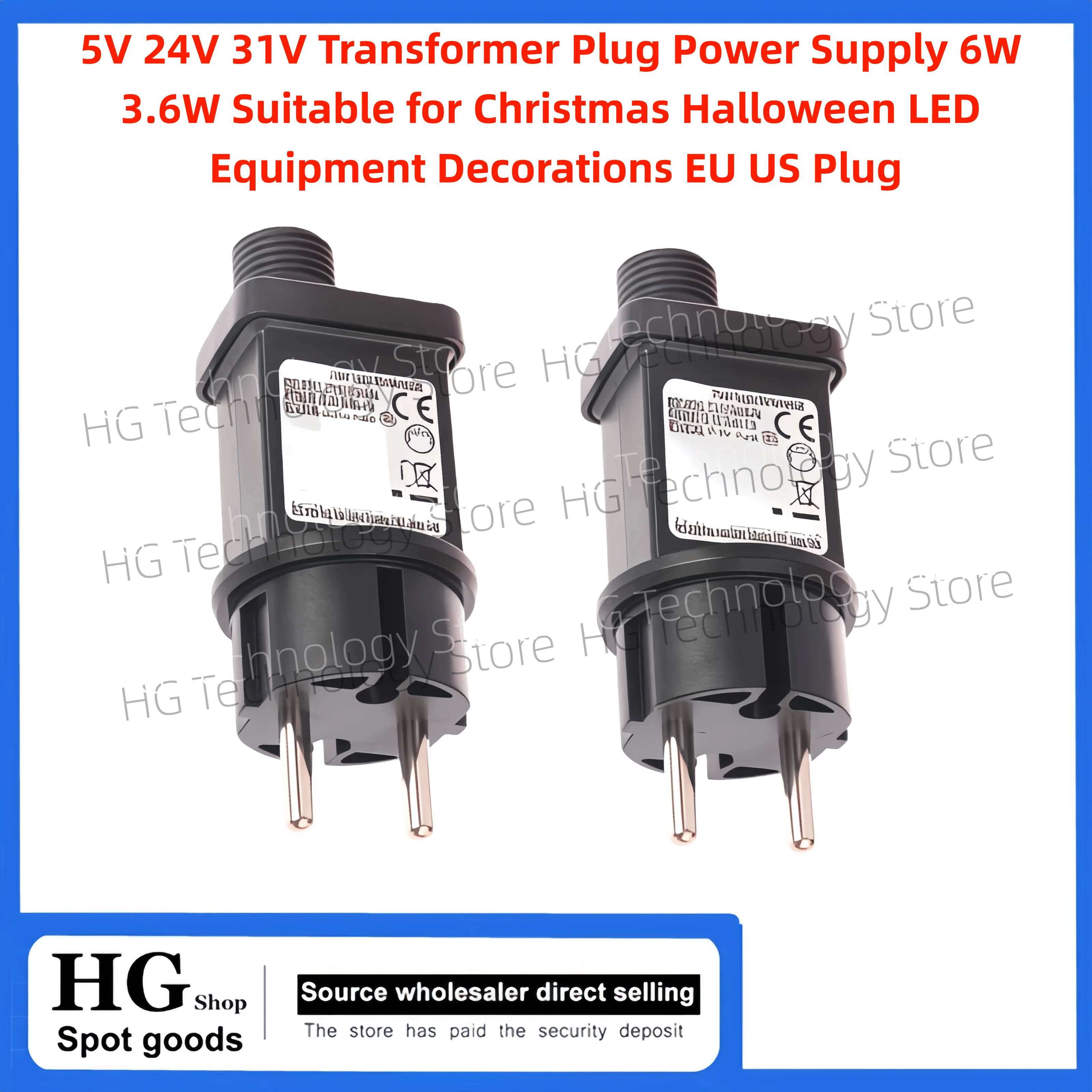 5V 24V 31V Transformer Plug Power Supply 6W 3.6W Suitable for Christmas Halloween LED Equipment Decorations EU US Plug