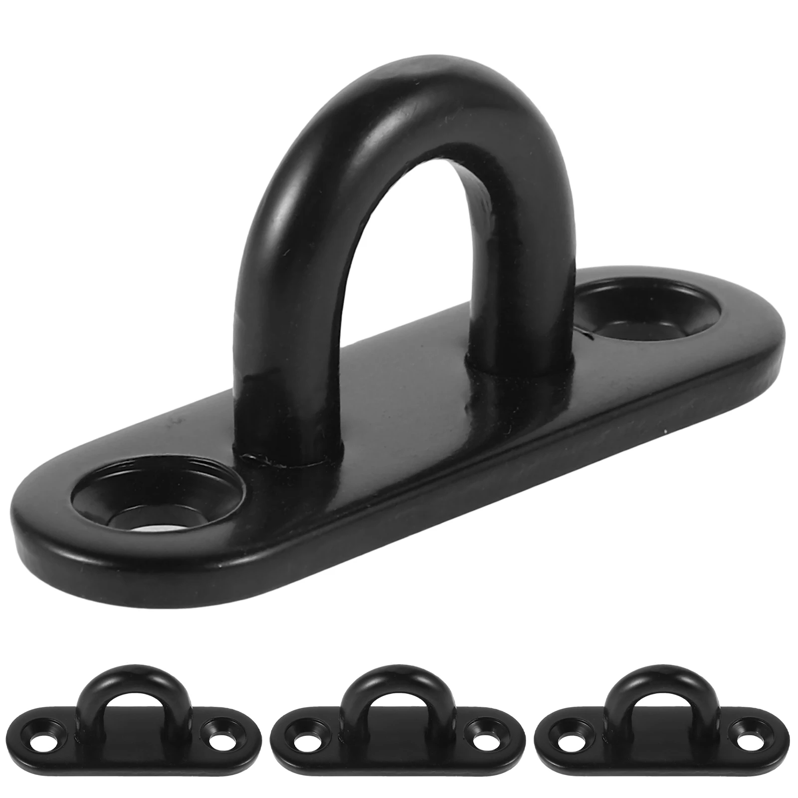 

4 Pcs Stainless Steel Wall Mounted Pad Eye Plate Hooks Heavy Duty Ceiling Fan Hanging Ring U Shaped Hook Black Small Compact