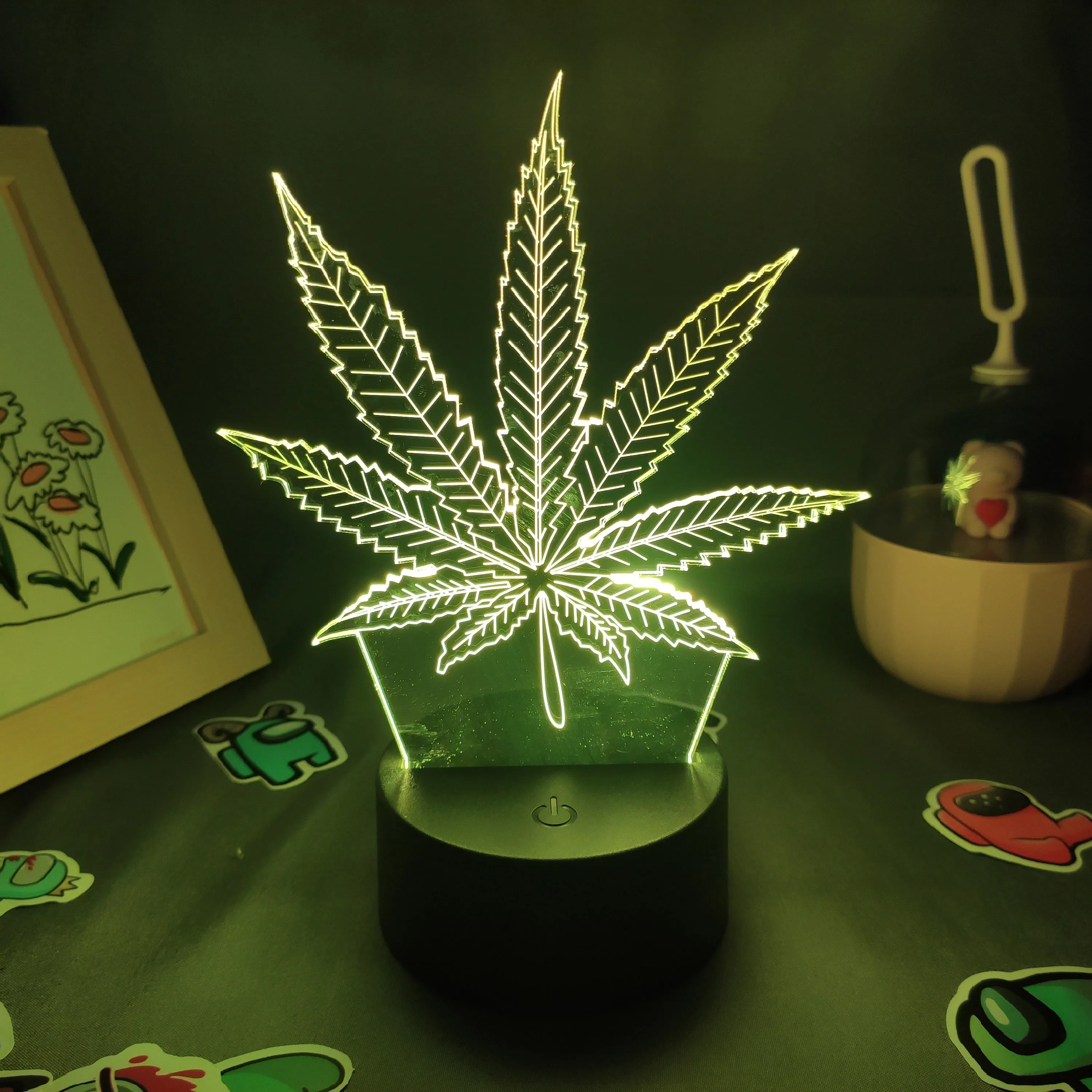 Maple Leaf Lamp 3D LED Night Lights Cool Gifts for Friend RGB Entertainment Lava Lamp Bedroom Bedside Office Table Decoration