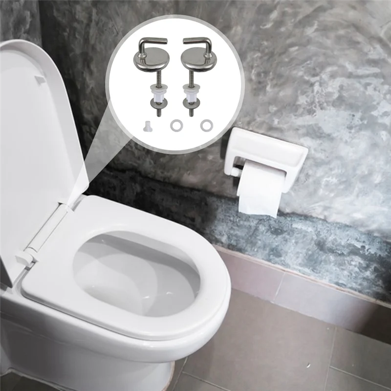 ABRU-2Pcs Durable Quick Release Easy Install Toilet Seat Hinge Wear Resistant Repair Stainless Steel With Mounting Parts