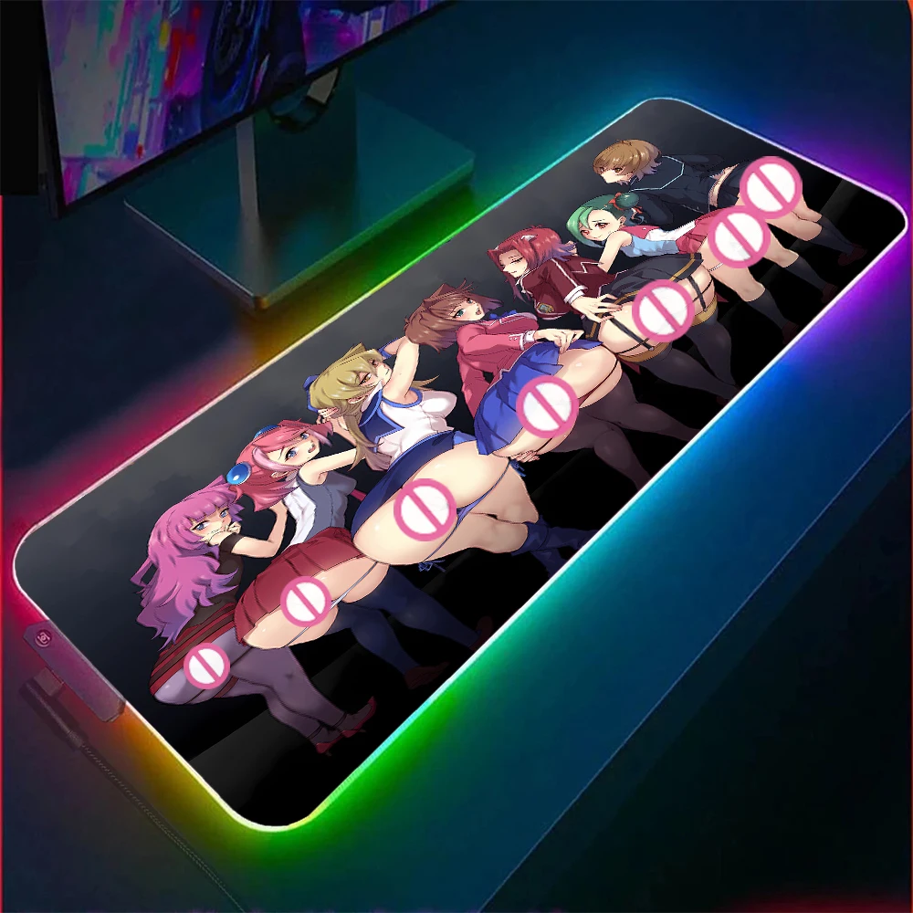 Alfombrilla de ratón Rgb grande con diseño de Anime Ass, Accesorios de escritorio para oficina en casa, alfombrilla para teclado y ratón, alfombrilla para juegos