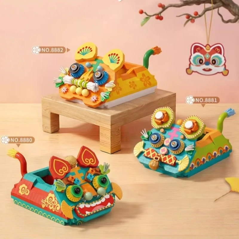 

Конструктор «Голова тигра»: Модель для сборки в китайской традиционной одежде, развивающая игрушка для детей, подарок на день рождения