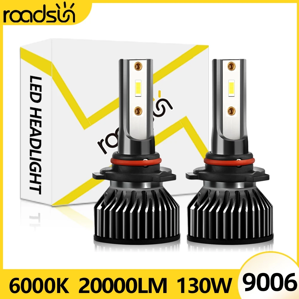 2Pcs 9006 LED Car Headlight 20000LM 130W High Power 9006 HB4 CSP 6000K Car Fog Lights Dual-Cooling System