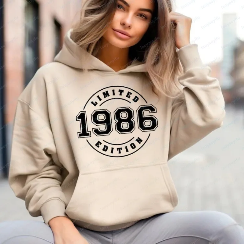 

Одежда для 40-летия: Худи 1986 года, лимитированная серия, винтажный дизайн, подарки на 40-летие, зимняя одежда, женский топ