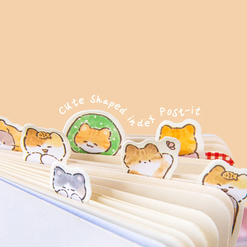 1/2pcs Cute Cat Index Tabs Self Adhesive Page Markers Waterproof Sticky Notes Classify Files Flags Posted It planner Stickers