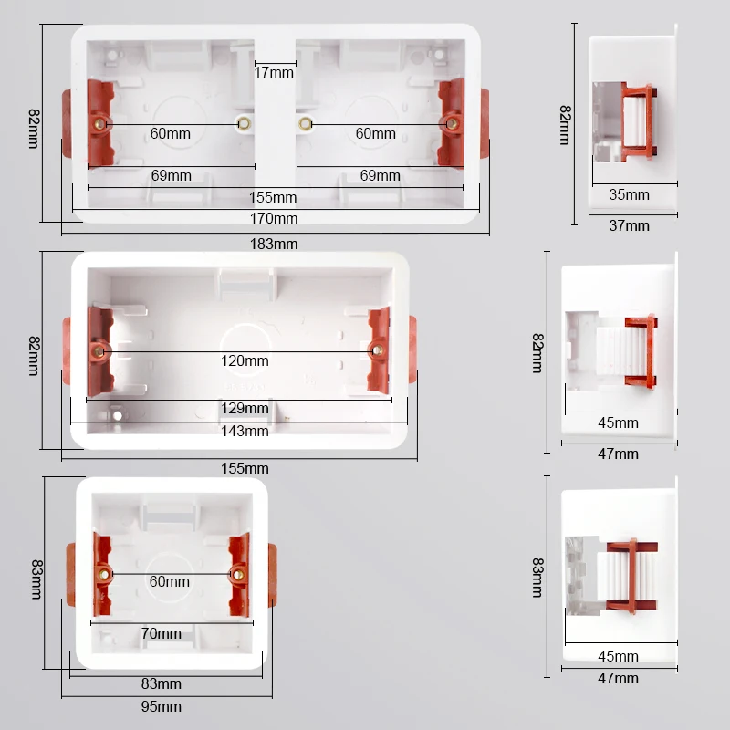 Avoir Plastic Drywall  Gypsum Board Box 35/45mm Depth Embedded Cassette 86 146 172 Type Wall Power Socket Switch Mounting Boxes