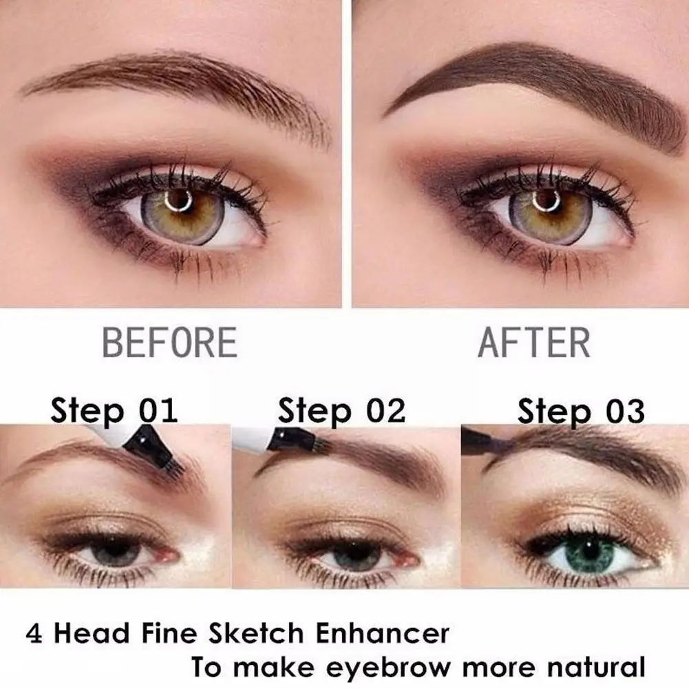 4 Points Eyebrow Tattoo Pen 4 Colors Waterproof Long Brow Pencil Lasting Enhancer Microblade Natural Liquid Eye Pencil Eyeb E3m1