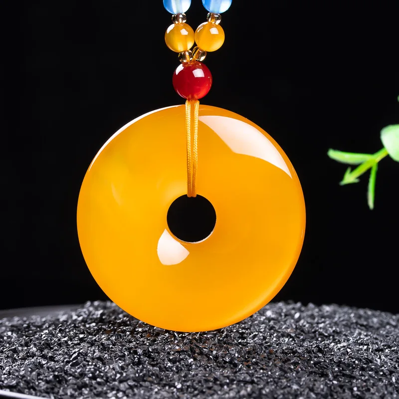 chicken oil yellow peace pendant, simple and elegant jadeite jewelry for personal wear