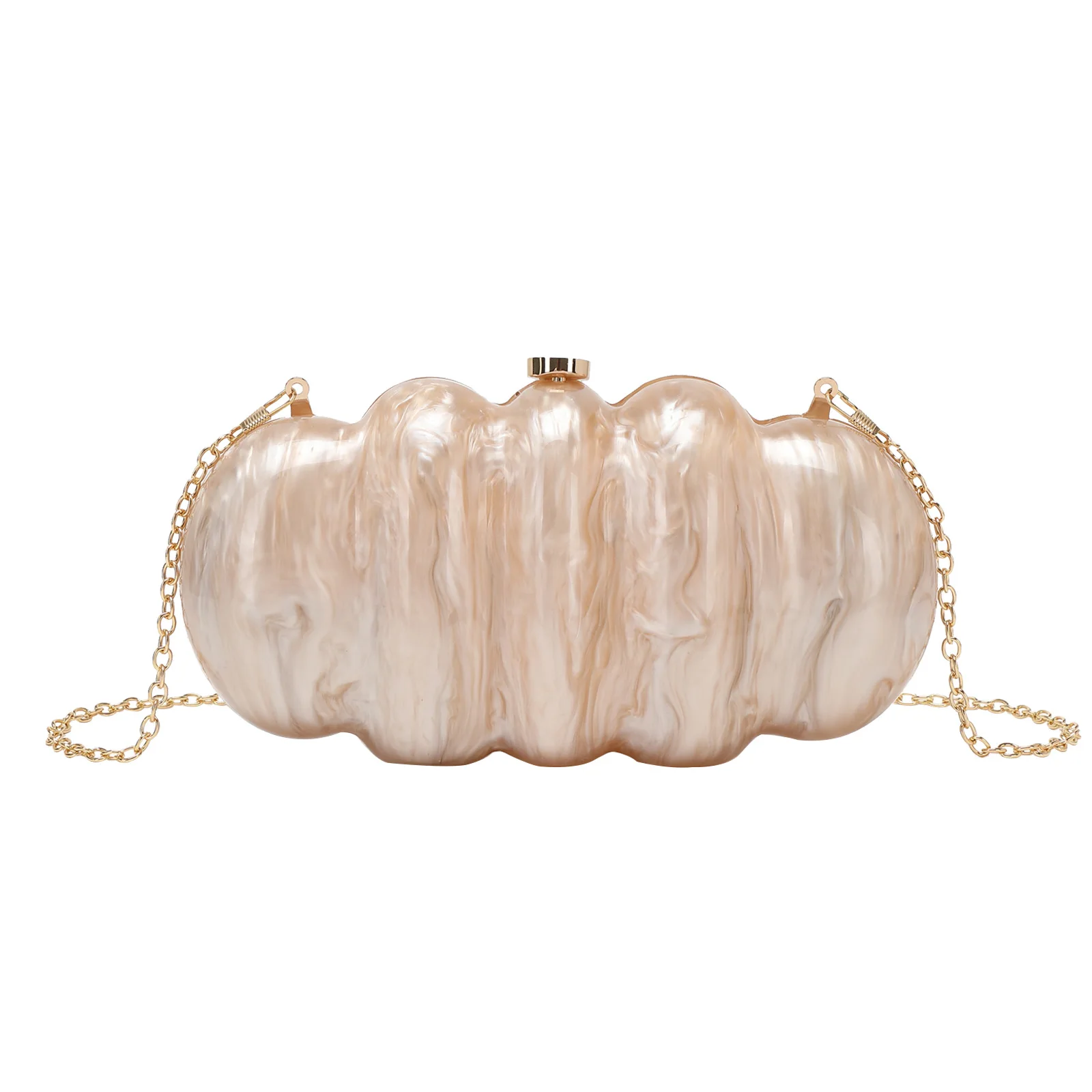 New Fashionable Women's Evening Clutch Handbag with Romantic Shell and Caterpillar Design Chain Shoulder and Crossbody Bag
