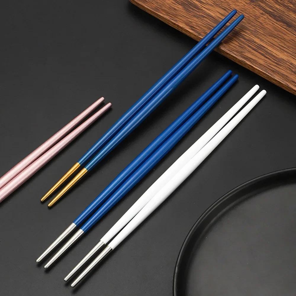 Multicolor 1 Pair Japanese Chopsticks Stainless Steel Chopsticks Metal Chop Sticks Tableware Wedding Party Festival Supplies