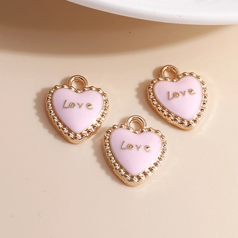 Picture 4: 10pcs 12*14 Enamel 4 Color Heart Charms for Jewelry Findings DIY Letter Love Charms Handmade Necklaces Pendants Earrings Making