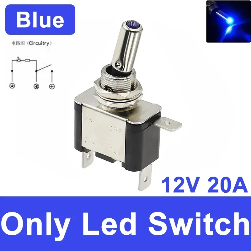 Beleuchteter LED-Kippschalter für Auto, Auto, Boot, LKW, mit Sicherheitsflugzeug, hochklappbarer Abdeckungsschutz, 12 V, 20 A, transparent