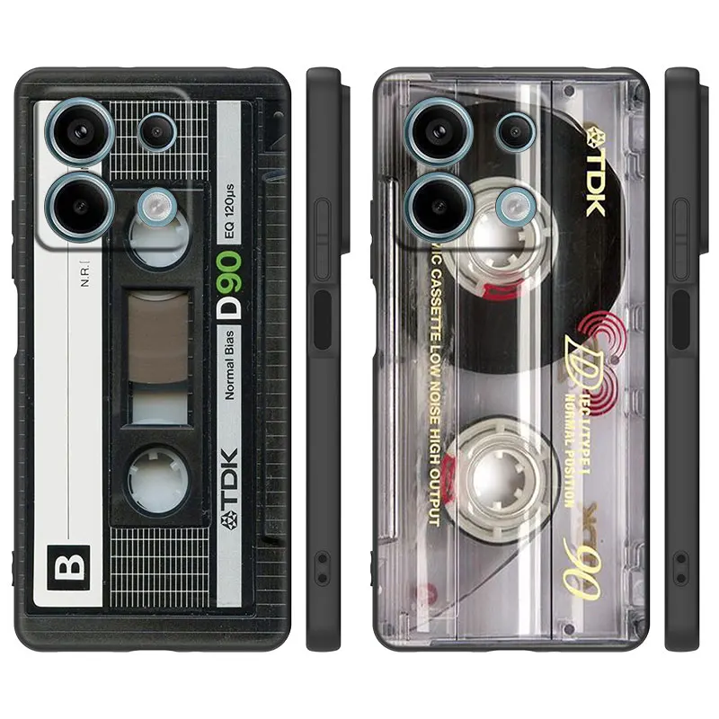 Classical Old Cassette Cartoon Case For Xiaomi Redmi Note 13 Pro Plus 11T 10T 9S Pro Redmi 13C 12R 12C 10C 10A 9T 9C 9A 70 Pro