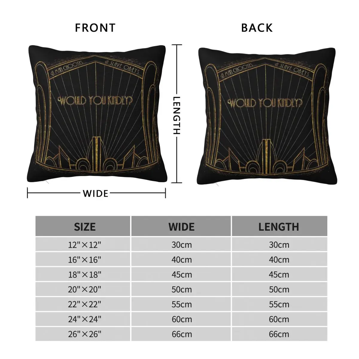 Would You Kindly Square Pillowcase Polyester Linen Velvet Pattern Zip Decorative Home Cushion Cover 45x45