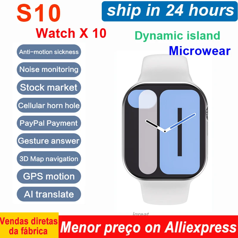 Microwear S10 WATCH X Smart Watch Men Series 10 Women NFC Dynamic Island 48mm Gesture Answer ChatGPT NFC Compass Smartwatch