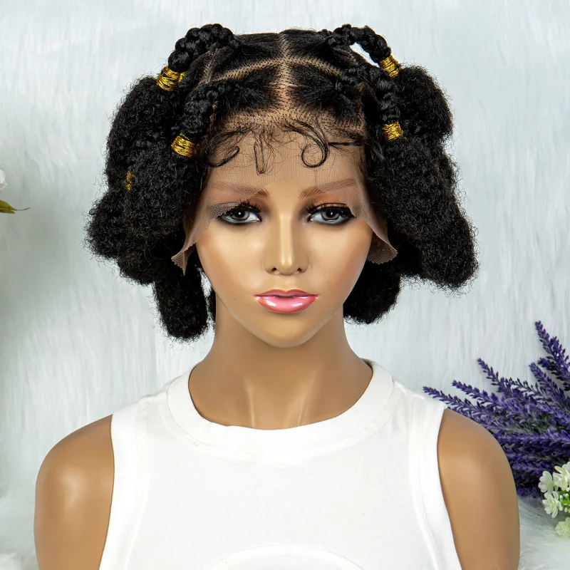 

New Afro Wig for Women Short Hair Full Hand-Woven Front Lace Wig Synthetic Hair Wig