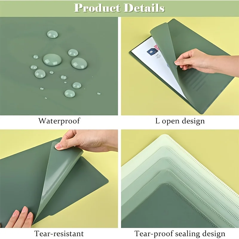 5pcs A4 Gradient Folder Insert Thickened Test Paper Storage Bag Information Ticket Storage Book