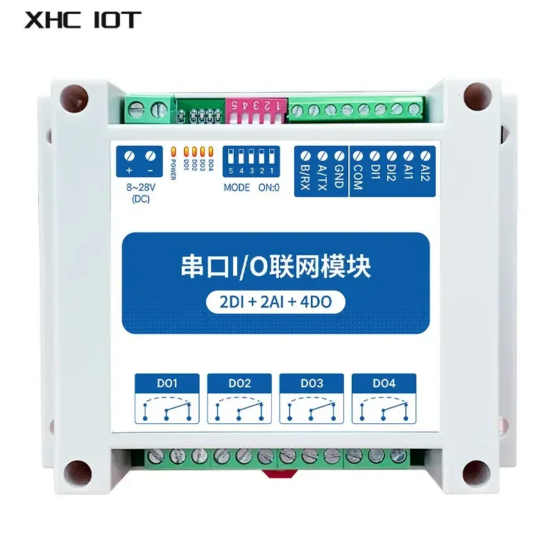 

IOT RS485 ModBus RTU I/O Network Modules with Serial Port 4 Switch XHCIOT MA01-AACX2240 Output 2DI+2AI+4DO Watchdog for PLC