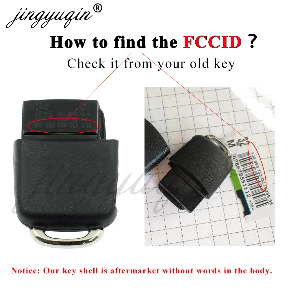 jingyuqin 3 Button Flip Remote Car Key Fob For VW PASSAT Polo Skoda Seat Polo/Golf/Beetle 1J0959753 DA/AH 1K0959753G 434Mhz ID48