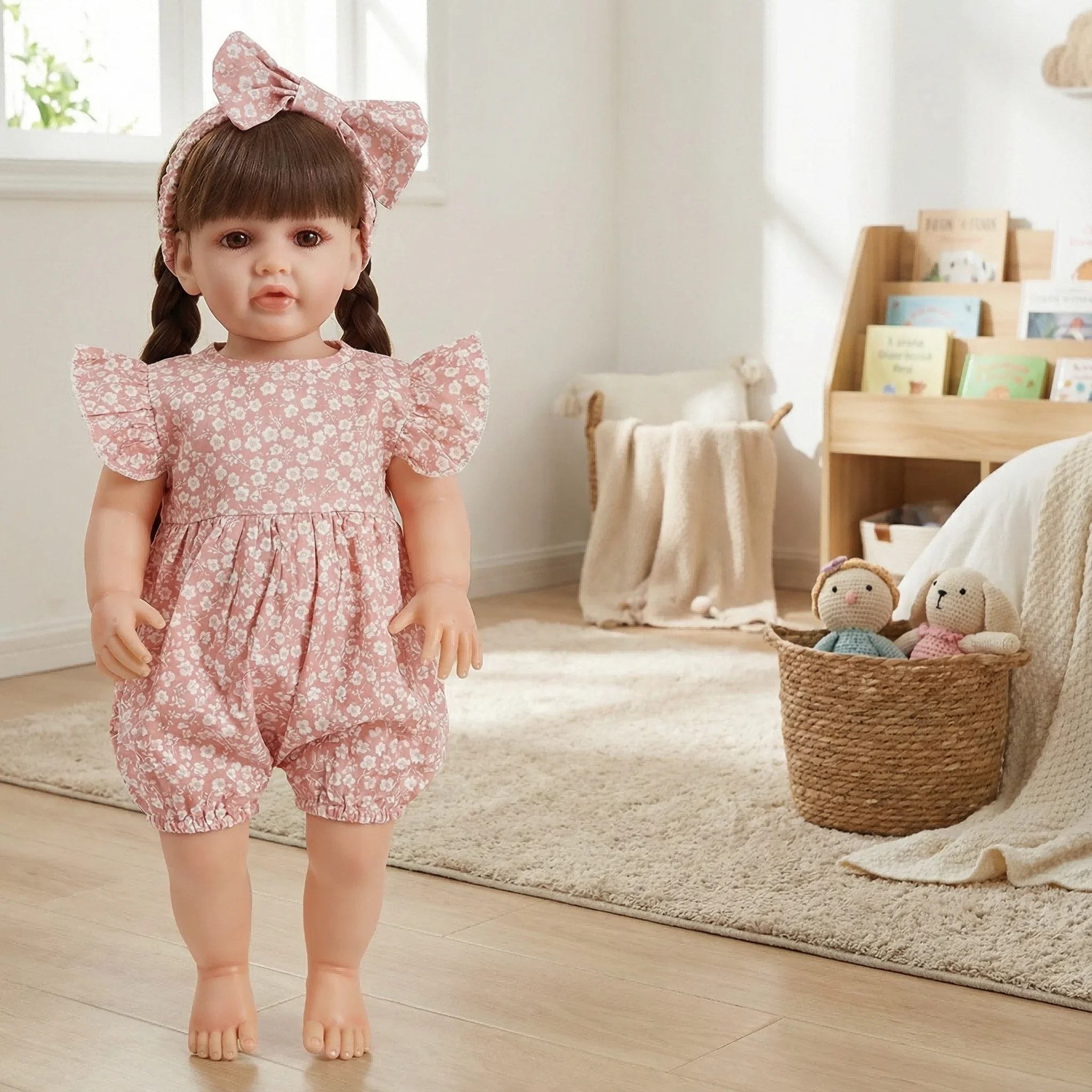 NPK 22inch Lifelike Reborn Baby Doll Full Vinyl Soft Touch Toddler Princess Betty Long Hair Realistic Girl Body Collectors Item