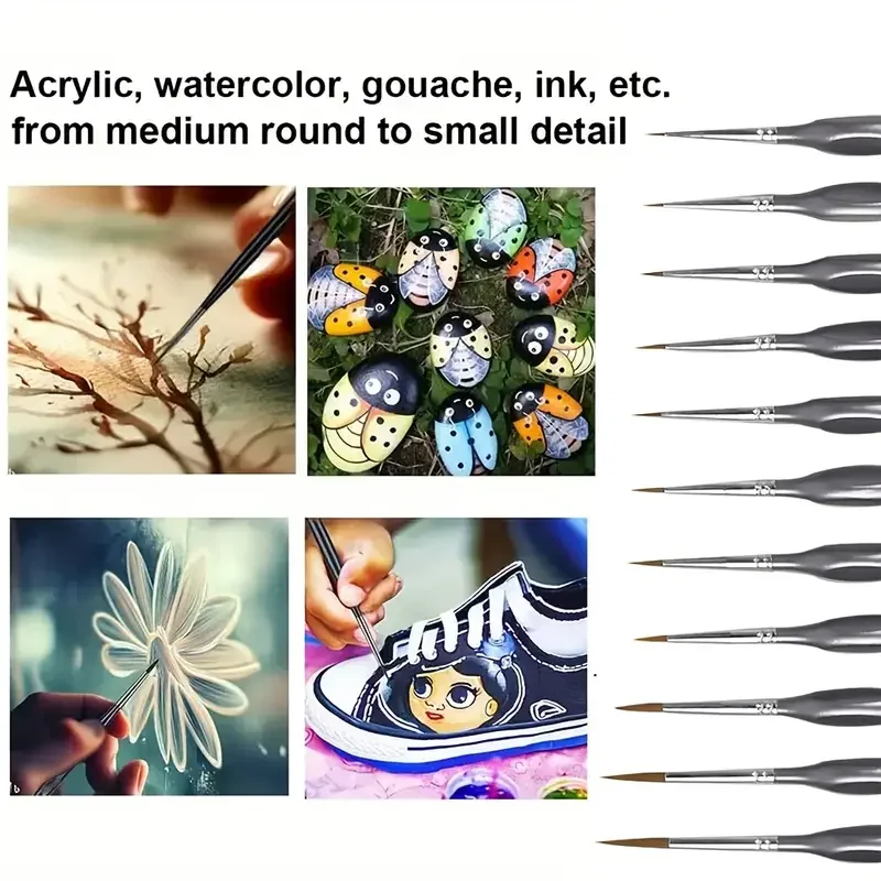 22 Pcs Miniature Detail Paint Brush Set with Natural Wood Handle, Miniature Paint Brushes,Mini Small Painting Brushes for Art