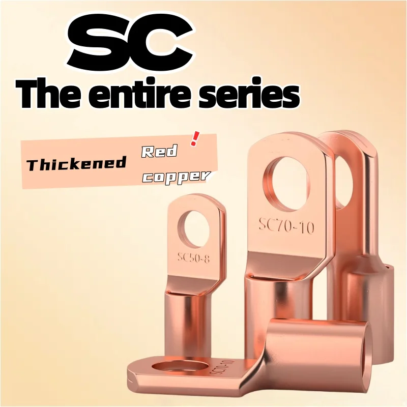 5-20Pcs 4-70mm2 SC4 SC6 SC10 SC16 SC25 SC35 SC50-95 Tinned Copper Wire Nose Terminal Crimp SC Type Lugs Ring Cable Connector Kit