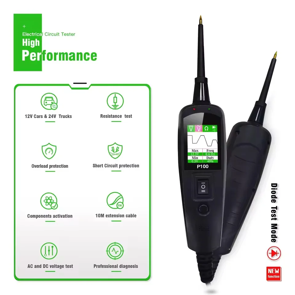 TopDiag P100 2M Car Electrical Circuit Tester 12V 24V Automotive Power Scan Probe Battery Tester Vehicle Diagnostic Tool US Warehouse Shipping - view 3