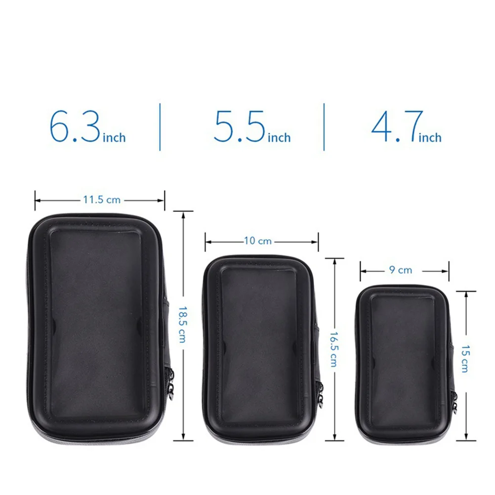 Waterproof Bag 6.3 Inches Black Rotatable Clear Window For Easy Viewing Rainy Day Use Holder For Bike Bike Phone Mount Handbar